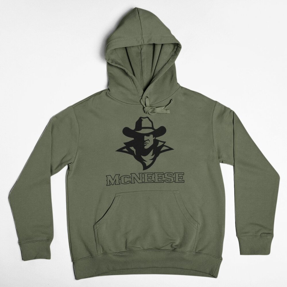 NEW McNeese State Cowboys Mascot Pullover Fleece Hoodie MILITARY ARMY GREEN